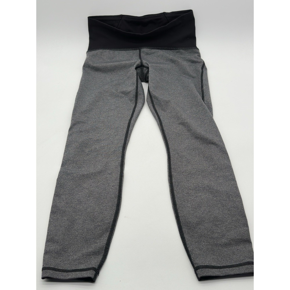 Lululemon Heathered Grey High Rise Colorblock Crop Athletic Leggings Size 4